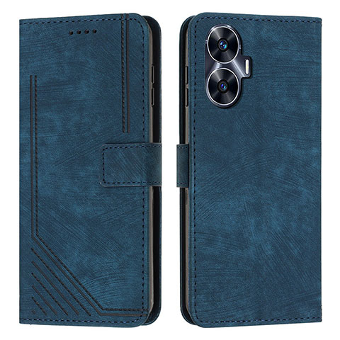 Custodia Portafoglio In Pelle Cover con Supporto Y07X per Realme C55 Blu