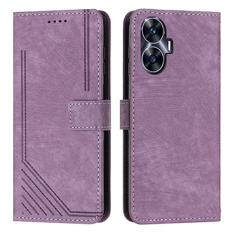 Custodia Portafoglio In Pelle Cover con Supporto Y07X per Realme C55 Viola