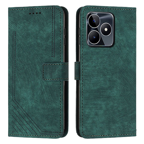 Custodia Portafoglio In Pelle Cover con Supporto Y07X per Realme Narzo N53 Verde