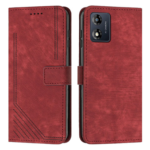 Custodia Portafoglio In Pelle Cover con Supporto Y08X per Motorola Moto E13 Rosso