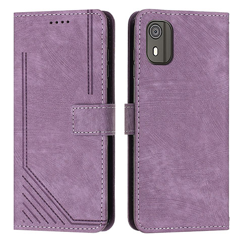 Custodia Portafoglio In Pelle Cover con Supporto Y08X per Nokia C02 Viola