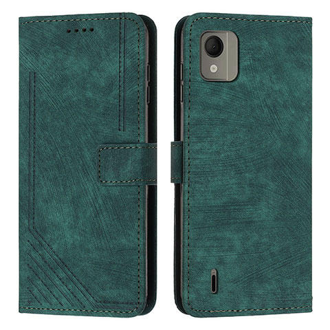 Custodia Portafoglio In Pelle Cover con Supporto Y08X per Nokia C110 Verde