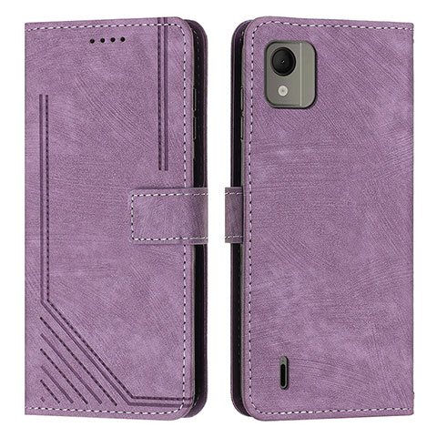 Custodia Portafoglio In Pelle Cover con Supporto Y08X per Nokia C110 Viola