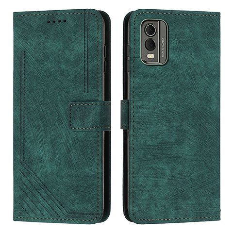 Custodia Portafoglio In Pelle Cover con Supporto Y08X per Nokia C32 Verde