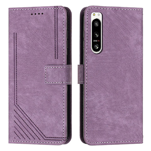 Custodia Portafoglio In Pelle Cover con Supporto Y08X per Sony Xperia 5 IV Viola