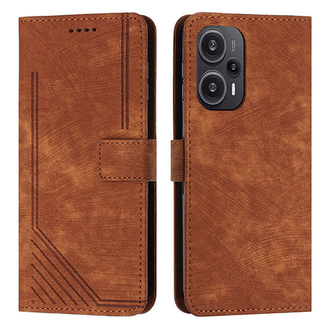 Custodia Portafoglio In Pelle Cover con Supporto Y08X per Xiaomi Redmi Note 12 Turbo 5G Marrone