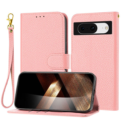 Custodia Portafoglio In Pelle Cover con Supporto Y09X per Google Pixel 8 5G Oro Rosa