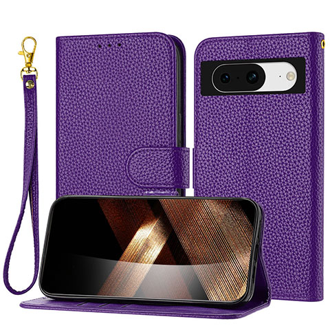 Custodia Portafoglio In Pelle Cover con Supporto Y09X per Google Pixel 8 5G Viola