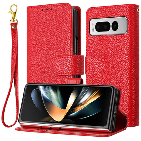 Custodia Portafoglio In Pelle Cover con Supporto Y09X per Google Pixel Fold 5G Rosso