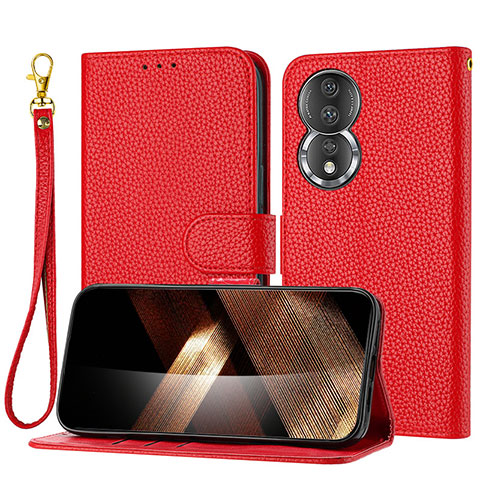 Custodia Portafoglio In Pelle Cover con Supporto Y09X per Huawei Honor 80 5G Rosso