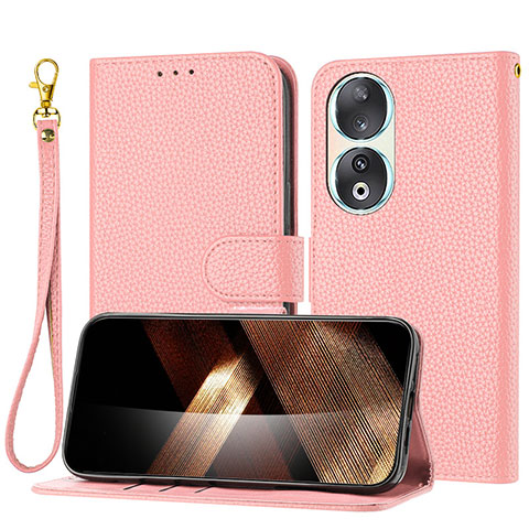 Custodia Portafoglio In Pelle Cover con Supporto Y09X per Huawei Honor 90 5G Oro Rosa