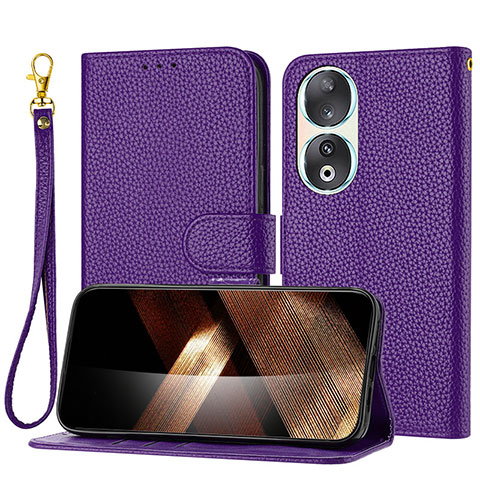 Custodia Portafoglio In Pelle Cover con Supporto Y09X per Huawei Honor 90 5G Viola