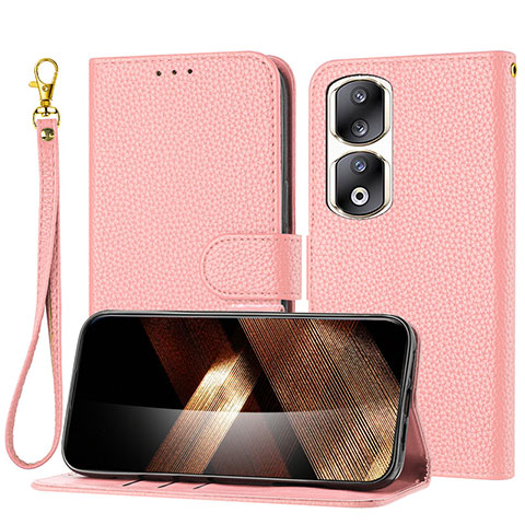 Custodia Portafoglio In Pelle Cover con Supporto Y09X per Huawei Honor 90 Pro 5G Oro Rosa