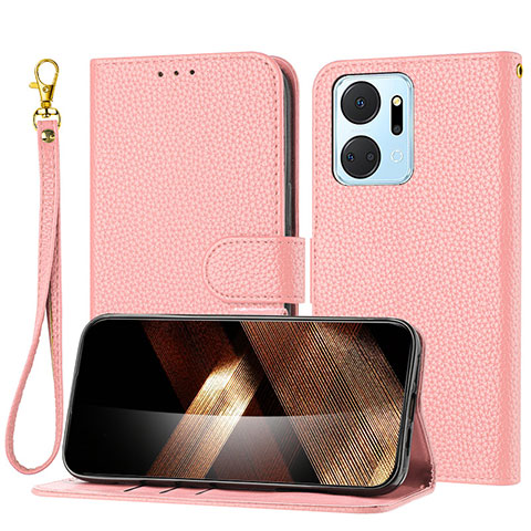 Custodia Portafoglio In Pelle Cover con Supporto Y09X per Huawei Honor X7a Oro Rosa