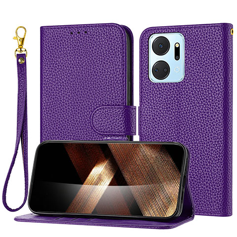 Custodia Portafoglio In Pelle Cover con Supporto Y09X per Huawei Honor X7a Viola