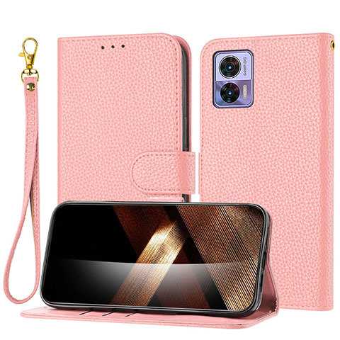 Custodia Portafoglio In Pelle Cover con Supporto Y09X per Motorola Moto Edge 30 Lite 5G Oro Rosa