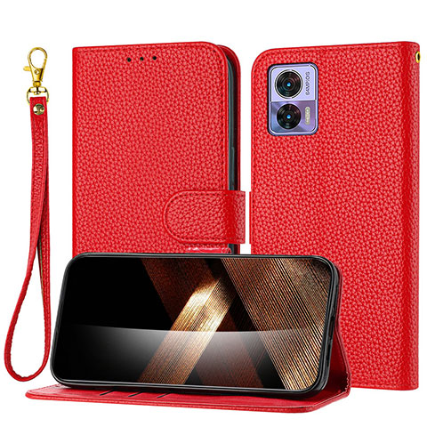 Custodia Portafoglio In Pelle Cover con Supporto Y09X per Motorola Moto Edge 30 Lite 5G Rosso