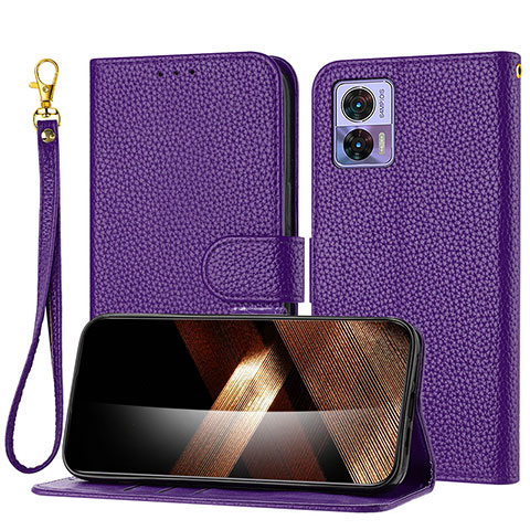 Custodia Portafoglio In Pelle Cover con Supporto Y09X per Motorola Moto Edge 30 Lite 5G Viola