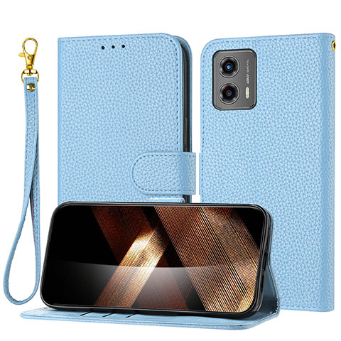 Custodia Portafoglio In Pelle Cover con Supporto Y09X per Motorola Moto G 5G (2023) Blu