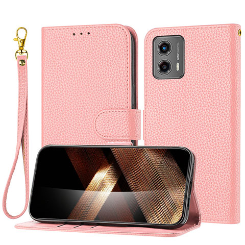 Custodia Portafoglio In Pelle Cover con Supporto Y09X per Motorola Moto G 5G (2023) Oro Rosa