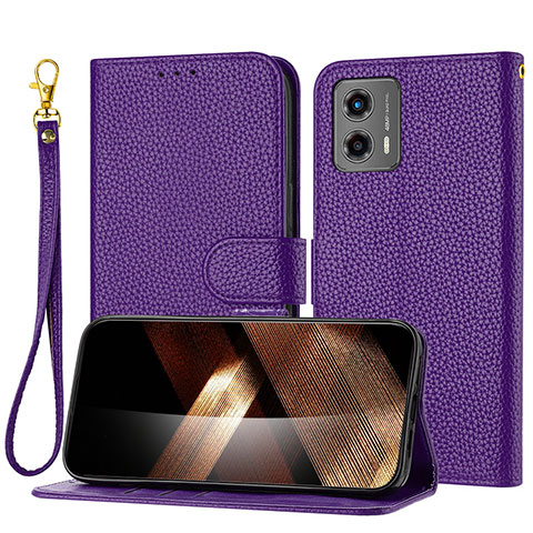 Custodia Portafoglio In Pelle Cover con Supporto Y09X per Motorola Moto G 5G (2023) Viola