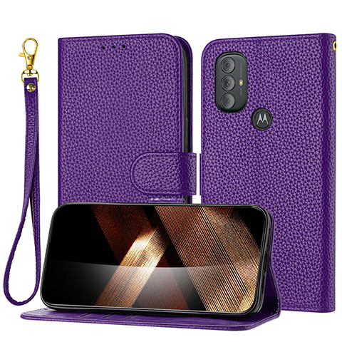 Custodia Portafoglio In Pelle Cover con Supporto Y09X per Motorola Moto G Play (2023) Viola