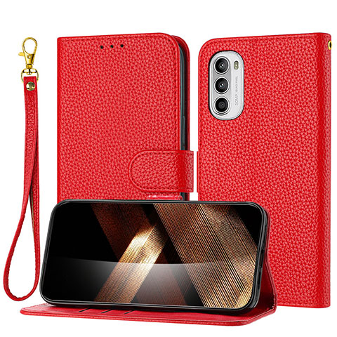 Custodia Portafoglio In Pelle Cover con Supporto Y09X per Motorola Moto G31 Rosso