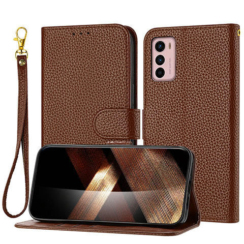 Custodia Portafoglio In Pelle Cover con Supporto Y09X per Motorola Moto G42 Marrone