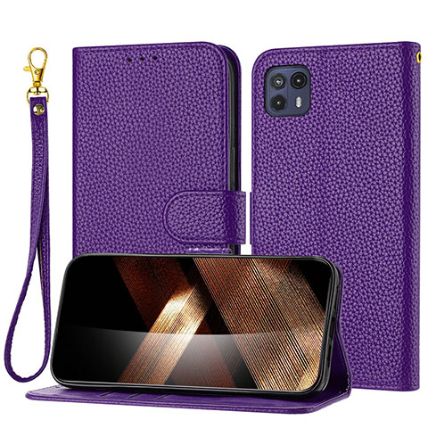 Custodia Portafoglio In Pelle Cover con Supporto Y09X per Motorola Moto G50 5G Viola