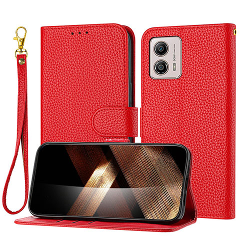 Custodia Portafoglio In Pelle Cover con Supporto Y09X per Motorola Moto G53 5G Rosso