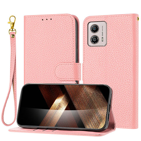 Custodia Portafoglio In Pelle Cover con Supporto Y09X per Motorola Moto G53y 5G Oro Rosa