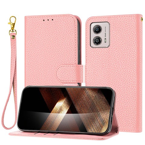 Custodia Portafoglio In Pelle Cover con Supporto Y09X per Motorola Moto G73 5G Oro Rosa