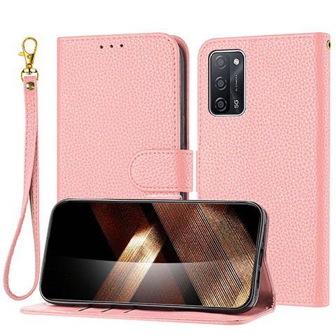 Custodia Portafoglio In Pelle Cover con Supporto Y09X per Oppo A55 5G Oro Rosa