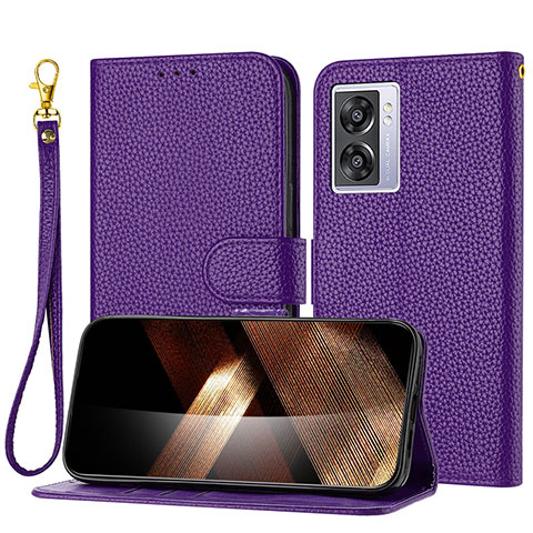 Custodia Portafoglio In Pelle Cover con Supporto Y09X per Oppo A57 5G Viola