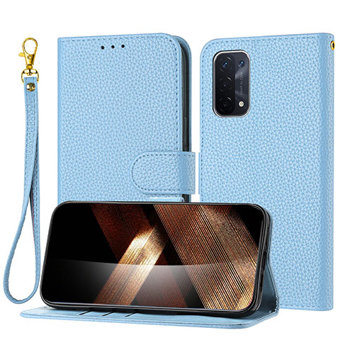 Custodia Portafoglio In Pelle Cover con Supporto Y09X per Oppo A74 5G Blu