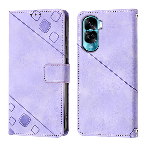 Custodia Portafoglio In Pelle Cover con Supporto YB1 per Huawei Honor 90 Lite 5G Viola