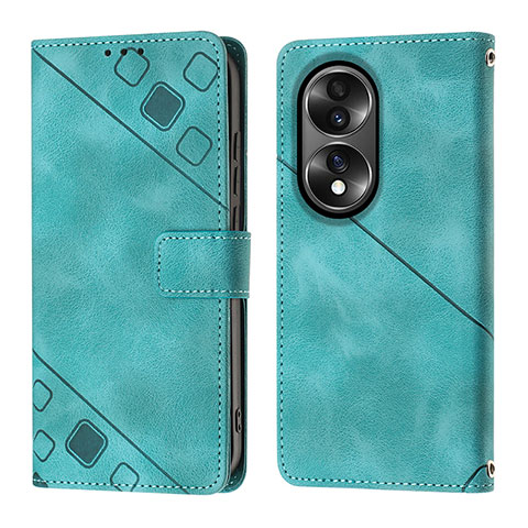 Custodia Portafoglio In Pelle Cover con Supporto YB1 per Huawei Honor X7b Verde