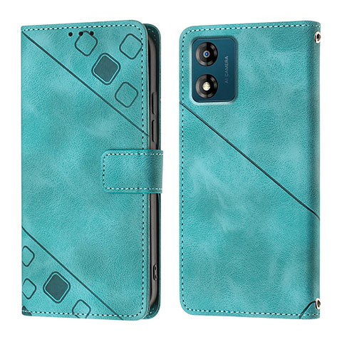 Custodia Portafoglio In Pelle Cover con Supporto YB1 per Motorola Moto E13 Verde