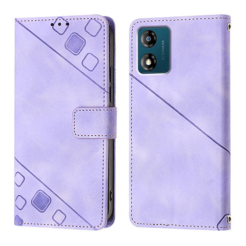 Custodia Portafoglio In Pelle Cover con Supporto YB1 per Motorola Moto E13 Viola