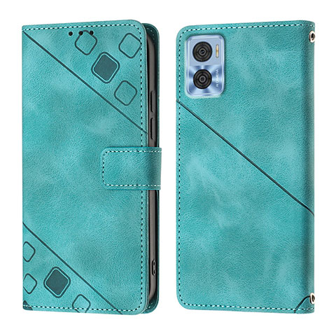 Custodia Portafoglio In Pelle Cover con Supporto YB1 per Motorola Moto E22i Verde