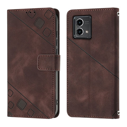 Custodia Portafoglio In Pelle Cover con Supporto YB1 per Motorola Moto G 5G (2023) Marrone