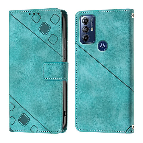 Custodia Portafoglio In Pelle Cover con Supporto YB1 per Motorola Moto G Play (2023) Verde