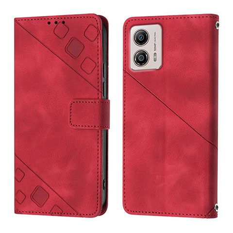 Custodia Portafoglio In Pelle Cover con Supporto YB1 per Motorola Moto G53 5G Rosso