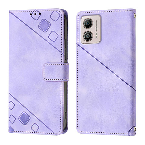 Custodia Portafoglio In Pelle Cover con Supporto YB1 per Motorola Moto G53 5G Viola