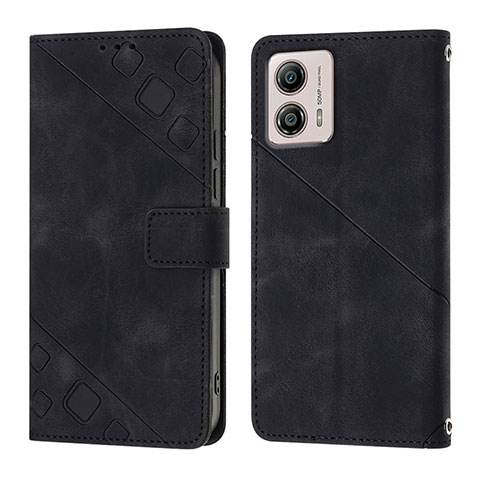 Custodia Portafoglio In Pelle Cover con Supporto YB1 per Motorola Moto G53j 5G Nero