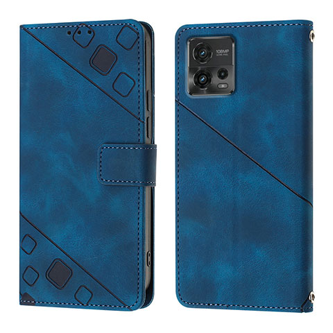 Custodia Portafoglio In Pelle Cover con Supporto YB1 per Motorola Moto G72 Blu