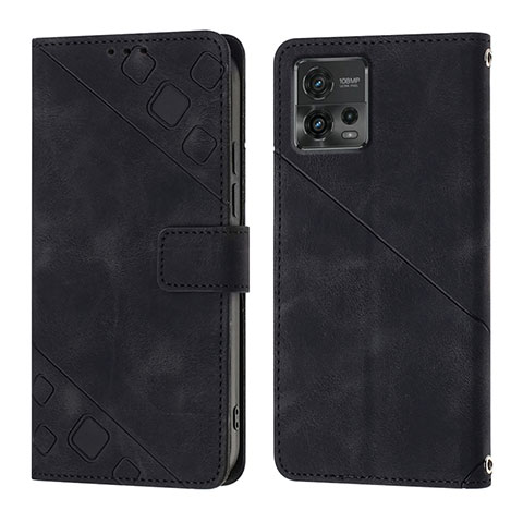 Custodia Portafoglio In Pelle Cover con Supporto YB1 per Motorola Moto G72 Nero