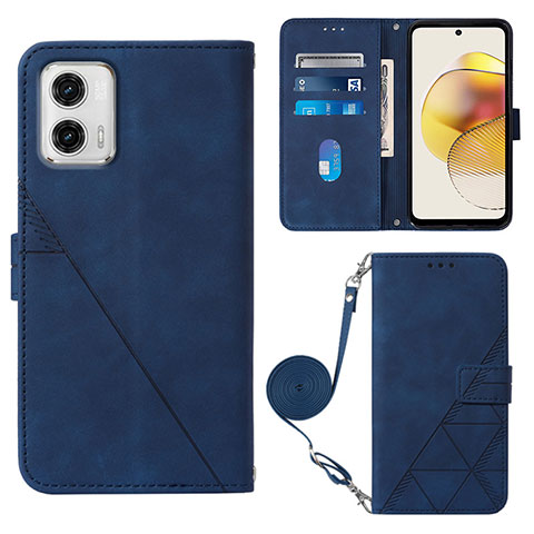 Custodia Portafoglio In Pelle Cover con Supporto YB1 per Motorola Moto G73 5G Blu