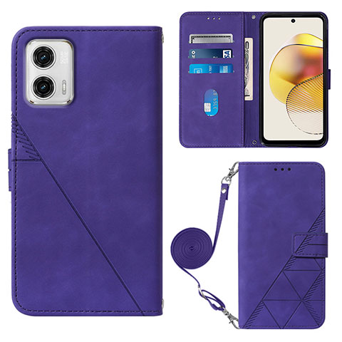 Custodia Portafoglio In Pelle Cover con Supporto YB1 per Motorola Moto G73 5G Viola