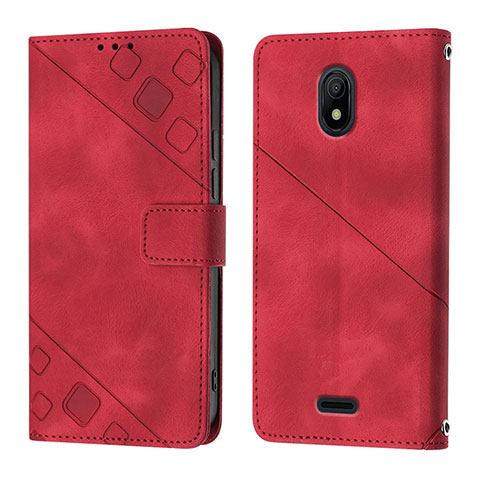 Custodia Portafoglio In Pelle Cover con Supporto YB1 per Nokia C100 Rosso